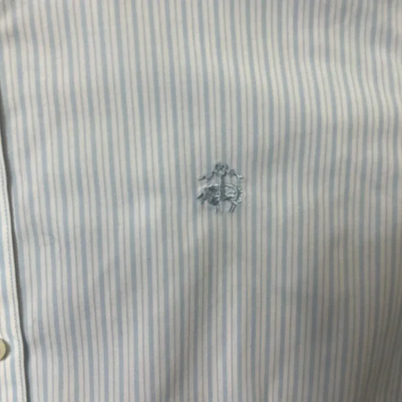 Brooks Brothers 10 Blue Stripe Button Up Long Sleeve 100% Cotton - Picture 4 of 5